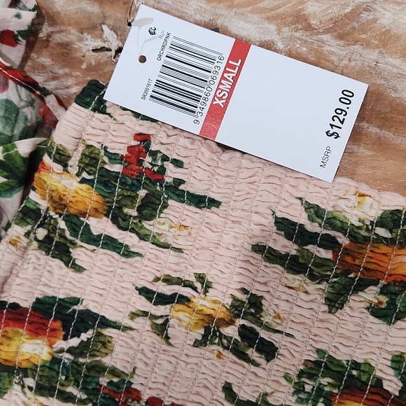 NWT Significant Other Lily Floral Orchard Pink Ruched Crop Top 2 - Picture 4 of 7